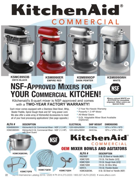  KitchenAid KN25NSF 5-Quart Stainless-Steel Commercial